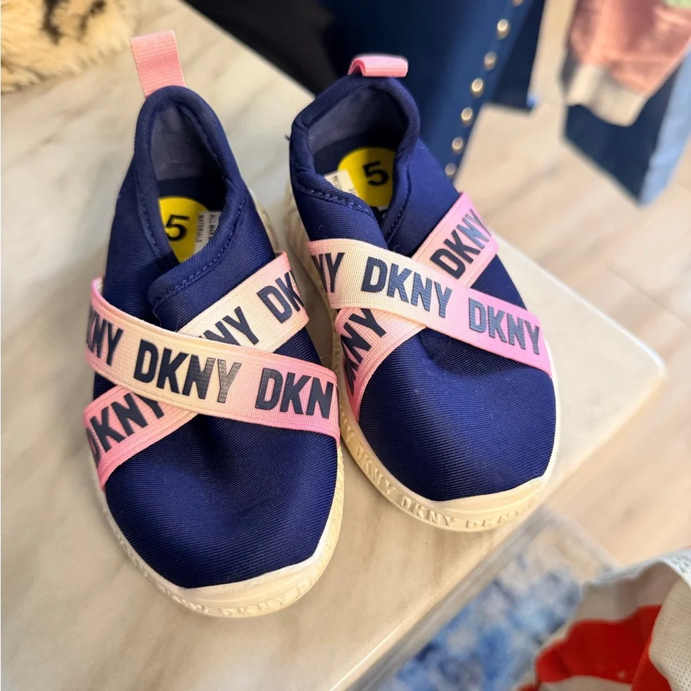 DKNY Kids Blue and Pink Slip-On Sneakers - Picture 2 of 4